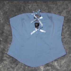 Windsor blue corset top with ribbon bow detail 💙